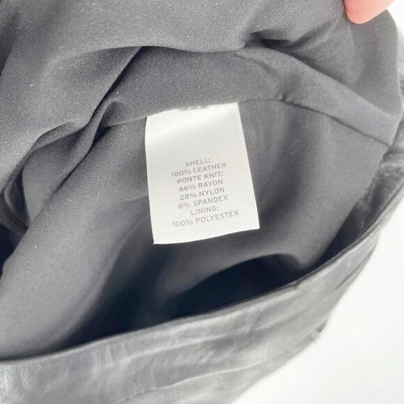 Halogen Leather and Ponte Knit Panel Pencil Skirt in Black Women's 10 Petite - Picture 6 of 6